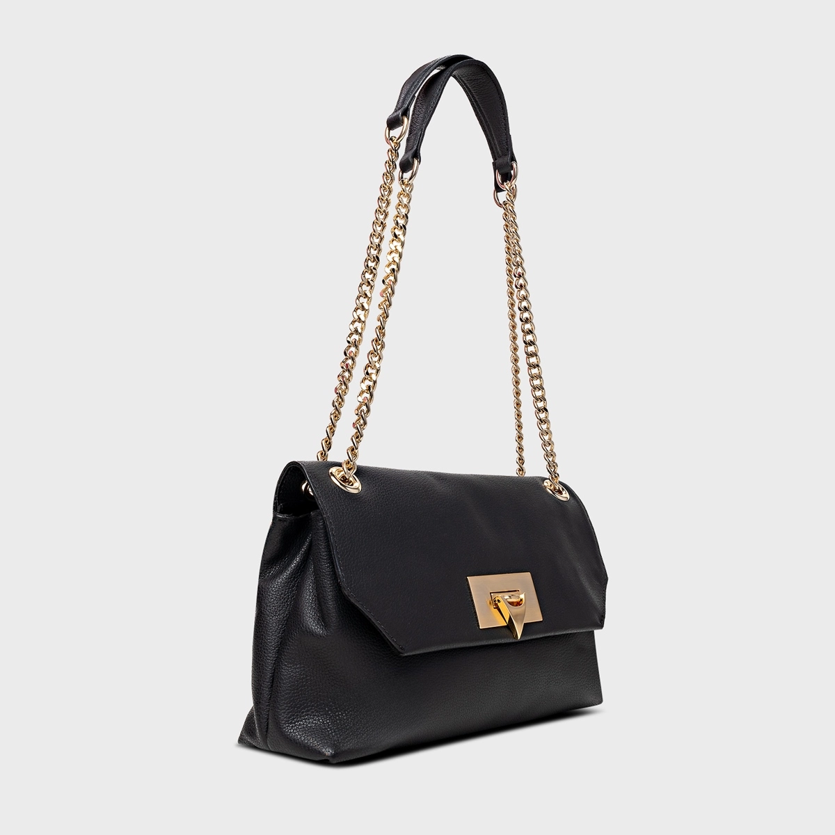 Bolsa Hélene Shoulder Timeless Média Couro Preto