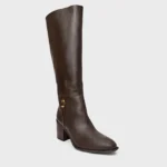 Bota Eternal Cano Alto Salto Bloco Couro Marrom Dark Brown — vista 2