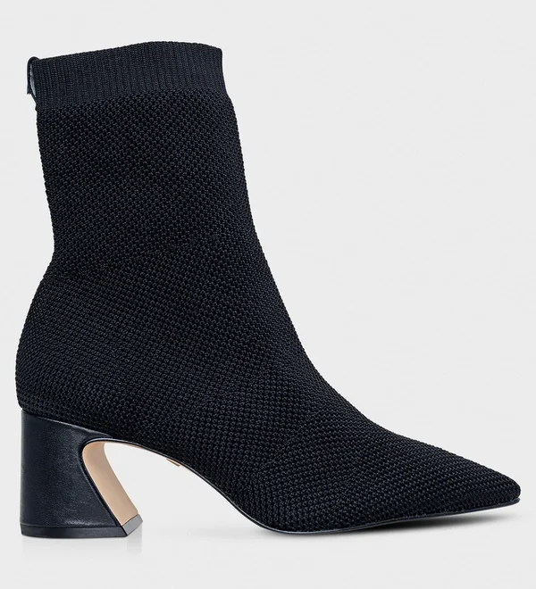 Bota Meia Salto Wave Knit Preto