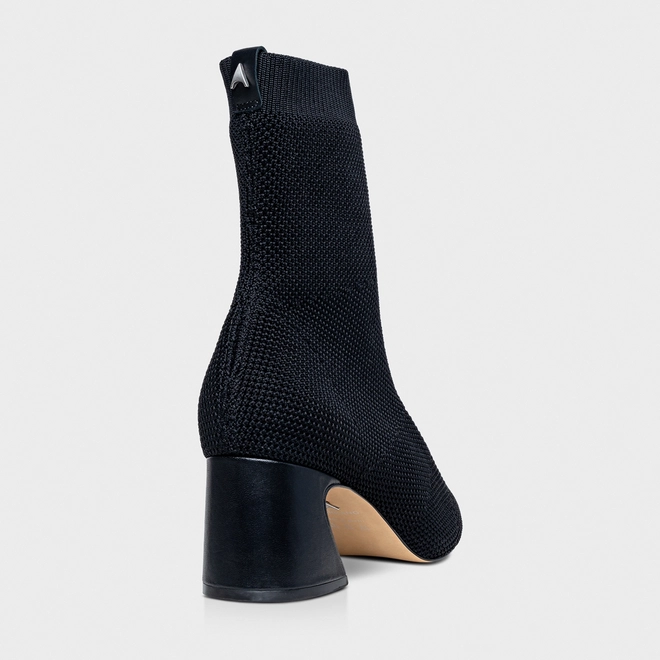 Bota Meia Salto Wave Knit Preto
