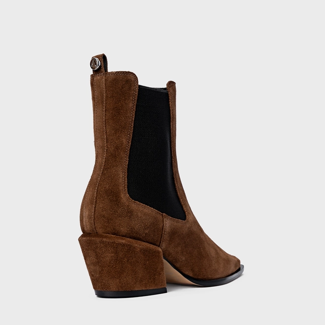 Bota Neutral Salto Bloco Couro Suede