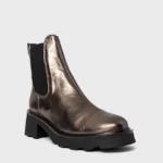 Bota Coturno Chelsea Tratorada Couro Metalizado Prata Old — vista 2