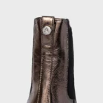 Bota Coturno Chelsea Tratorada Couro Metalizado Prata Old — vista 4