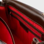 Bolsa Shoulder Catarina Média Couro Croco Marrom Dark Brown — vista 4