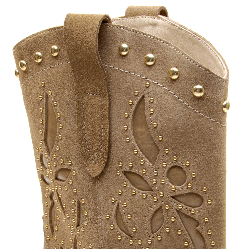 Bota Couro Nude Cano Curto