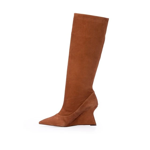 Bota Cano Longo Slouch Marrom