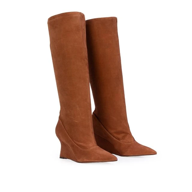 Bota Cano Longo Slouch Marrom