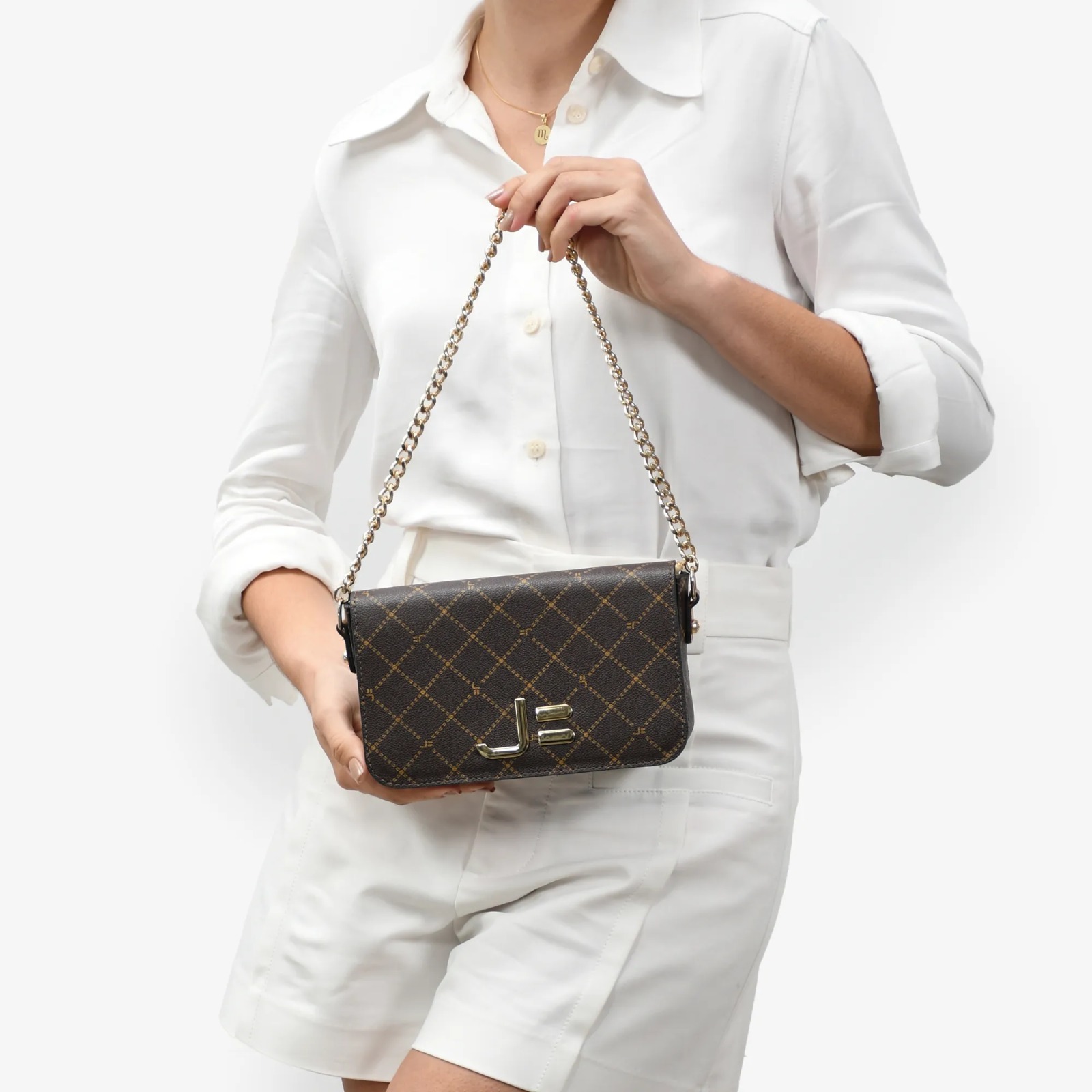Bolsa Transversal Marrom Monograma JB
