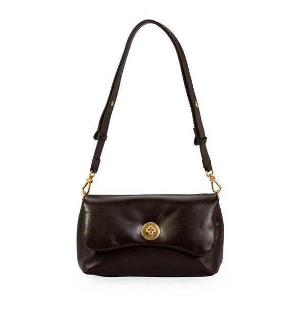 Bolsa Couro Marrom Cacau Shoulder
