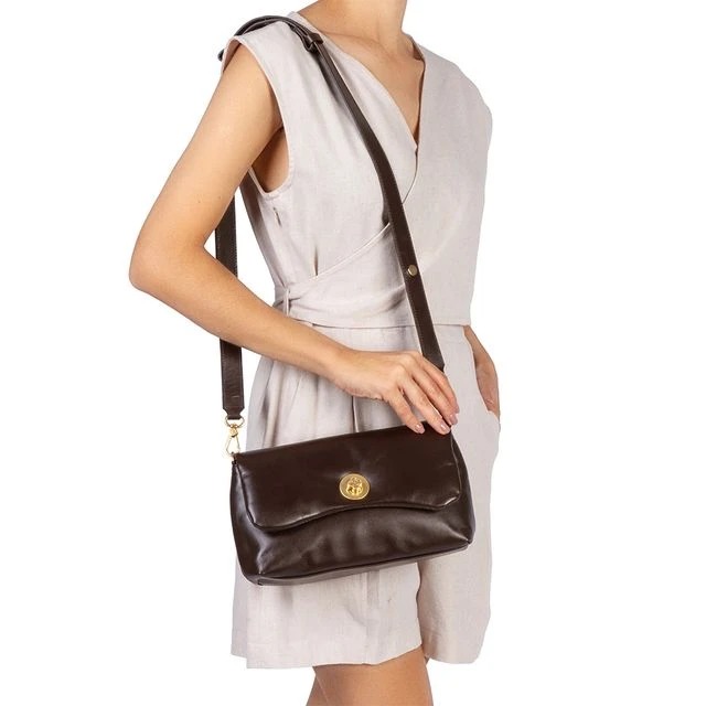 Bolsa Couro Marrom Cacau Shoulder