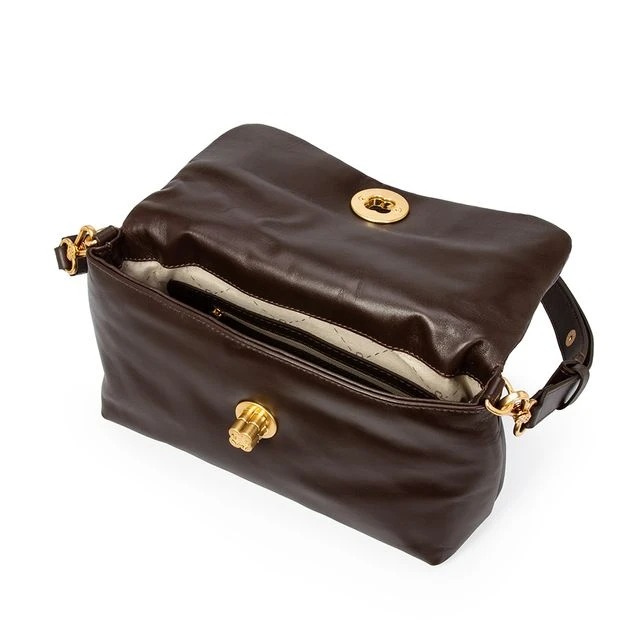 Bolsa Couro Marrom Cacau Shoulder