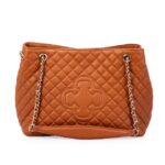 Bolsa Carina Matelassê Couro Caramelo — vista 3