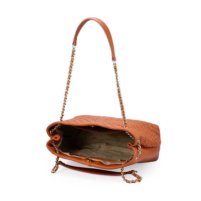 Bolsa Carina Matelassê Couro Caramelo