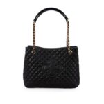 Bolsa Carina Grande Couro Matelassê Preta — vista 1