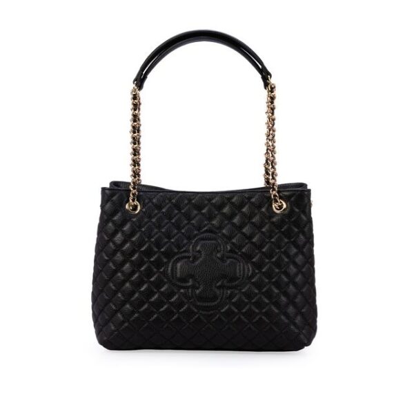 Bolsa Carina Grande Couro Matelassê Preta