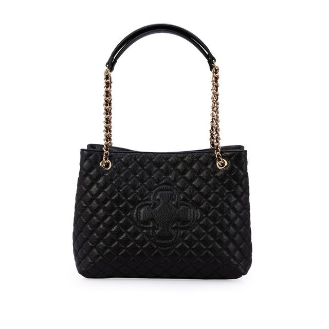 Bolsa Carina Grande Couro Matelassê Preta