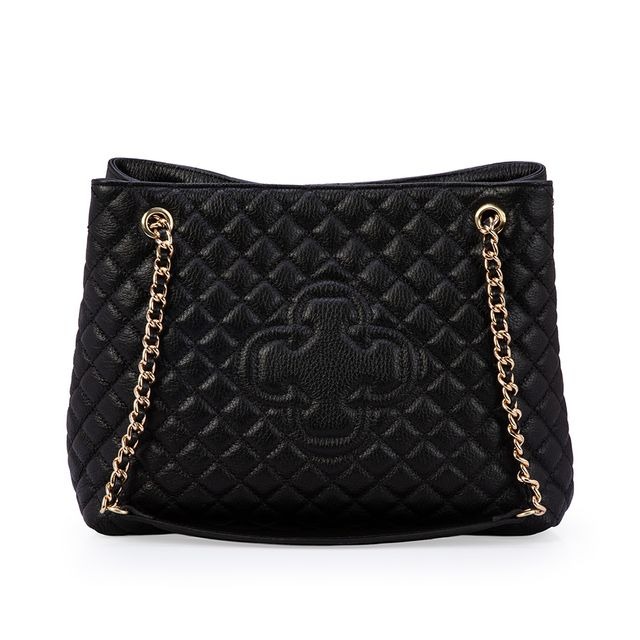 Bolsa Carina Grande Couro Matelassê Preta