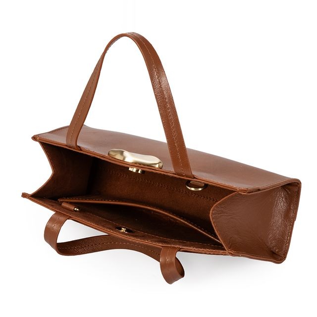 Bolsa Couro Marrom Mogno Tote Capodarte