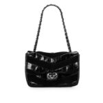 Bolsa Alça Corrente Couro Suede Preta — vista 1