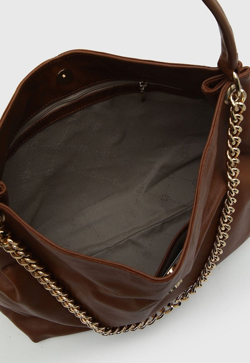 Bolsa Grande Hobo Couro Marrom