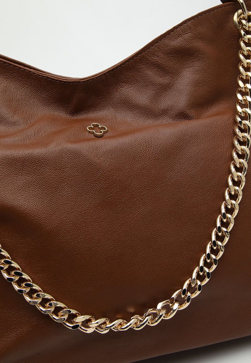 Bolsa Grande Hobo Couro Marrom