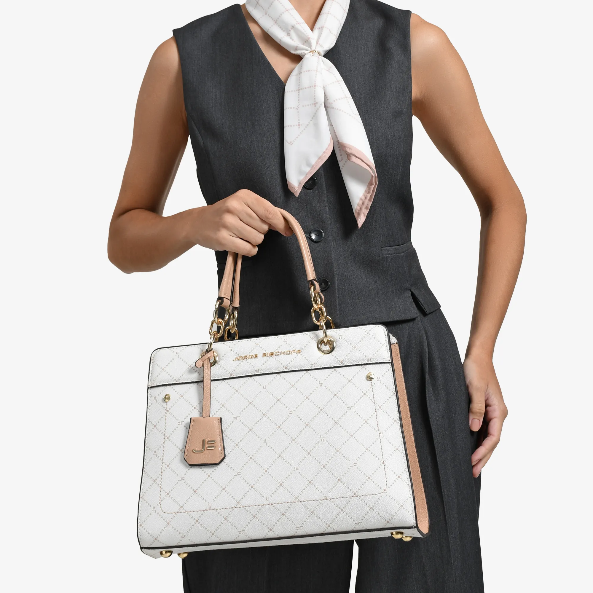 Bolsa Tote Nude Off White Monograma Jb