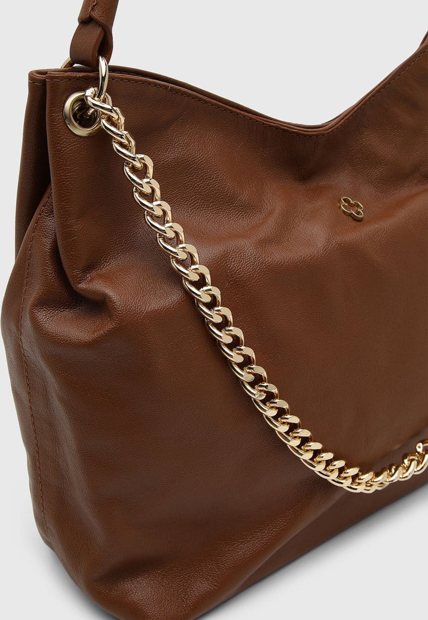 Bolsa Grande Hobo Couro Marrom