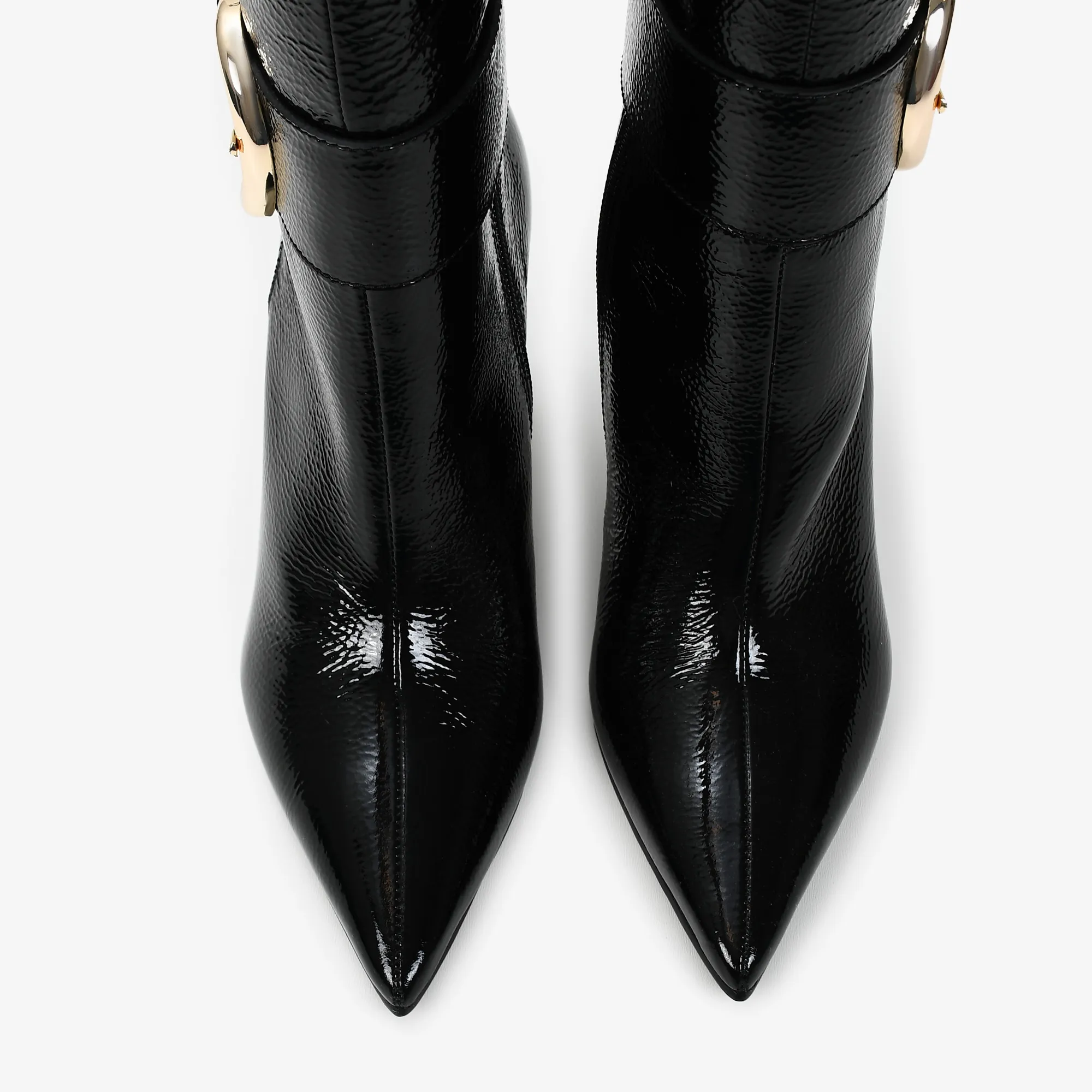 Bota Cano Alto Preto Couro Verniz