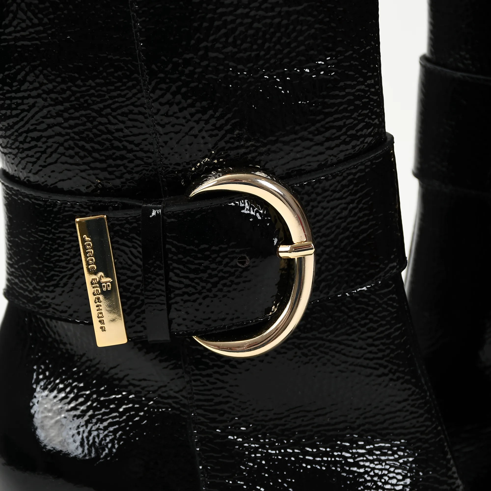 Bota Cano Alto Preto Couro Verniz
