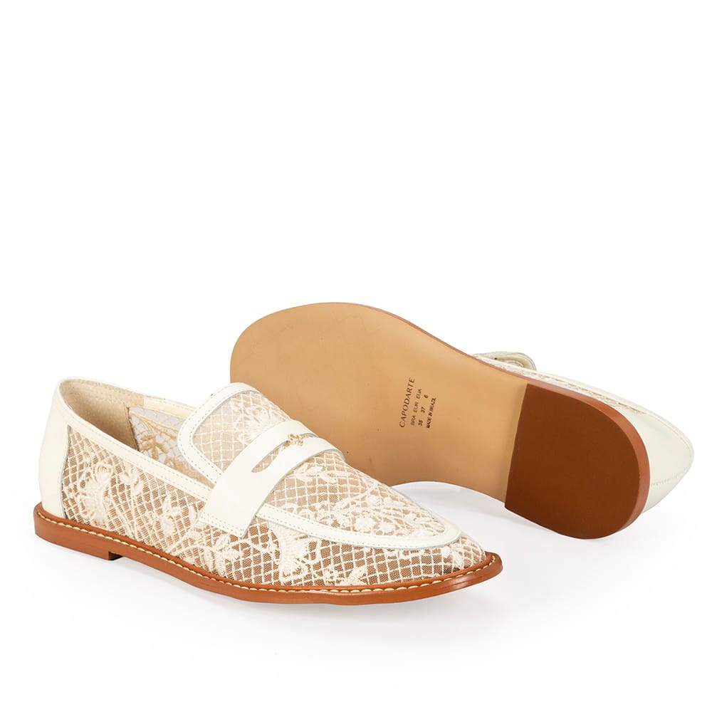Loafer Mocassim Couro Tela Amarelo Camomila