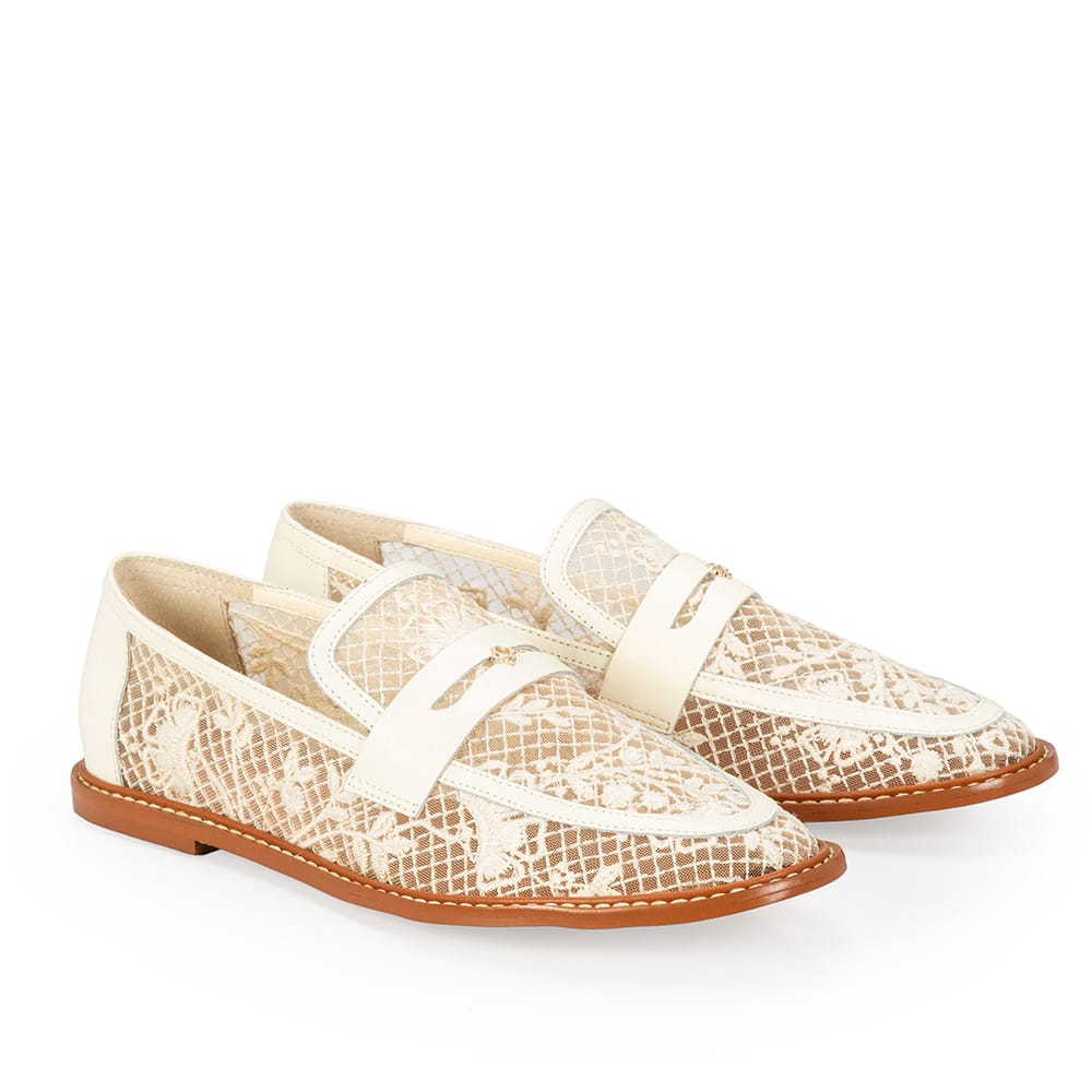 Loafer Mocassim Couro Tela Amarelo Camomila
