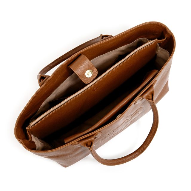 Bolsa Shopper Média Couro Marrom Mogno