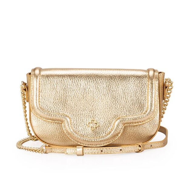 Bolsa Tiracolo Couro Metalizada Dourada Shoulder Bag