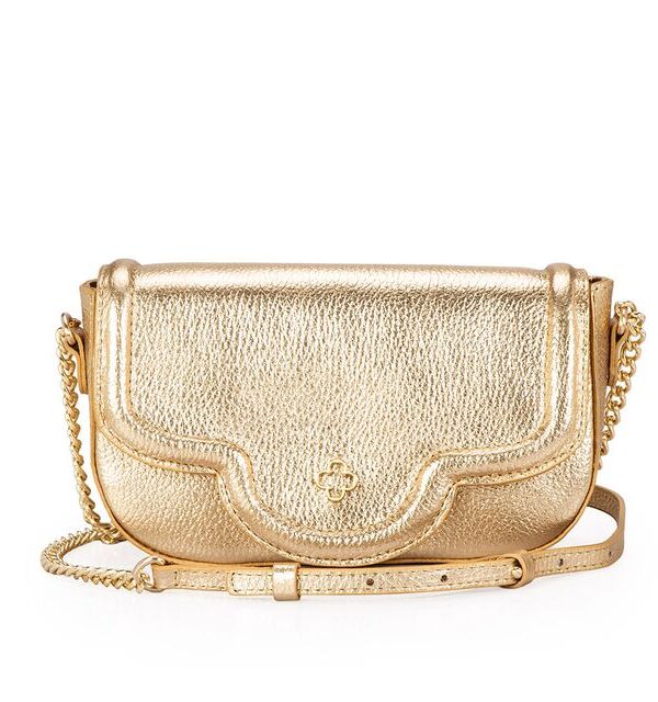 Bolsa Tiracolo Couro Metalizada Dourada Shoulder Bag