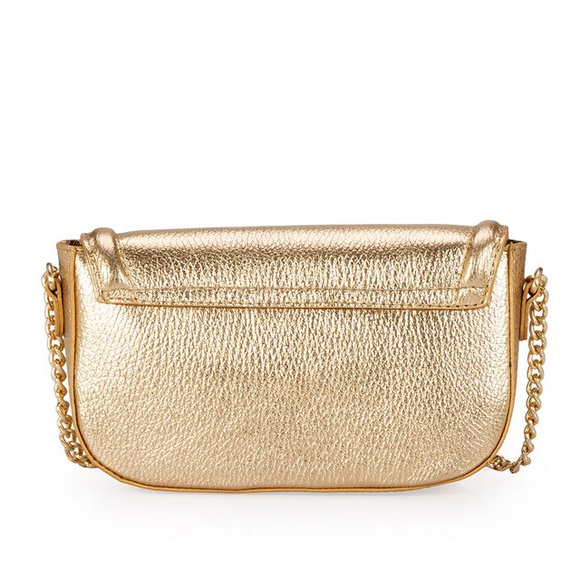 Bolsa Tiracolo Couro Metalizada Dourada Shoulder Bag