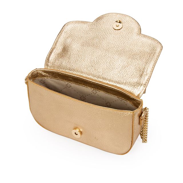 Bolsa Tiracolo Couro Metalizada Dourada Shoulder Bag