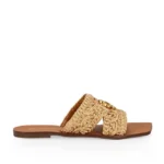 Chinelo Rasteiro Tramado Caramelo — vista 1