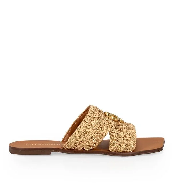 Chinelo Rasteiro Tramado Caramelo