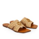 Chinelo Rasteiro Tramado Caramelo — vista 3