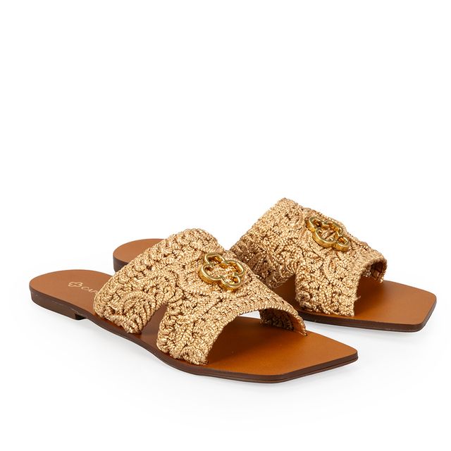 Chinelo Rasteiro Tramado Caramelo