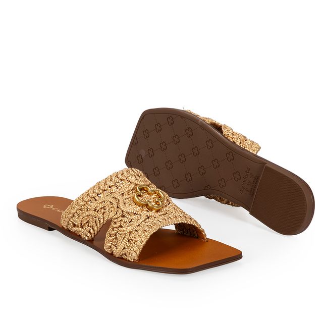 Chinelo Rasteiro Tramado Caramelo