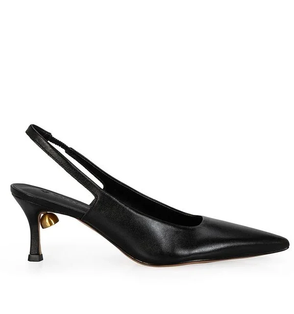 Scarpin Slingback Couro Calf Preto