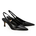 Scarpin Slingback Couro Calf Preto — vista 2