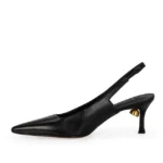 Scarpin Slingback Couro Calf Preto — vista 3