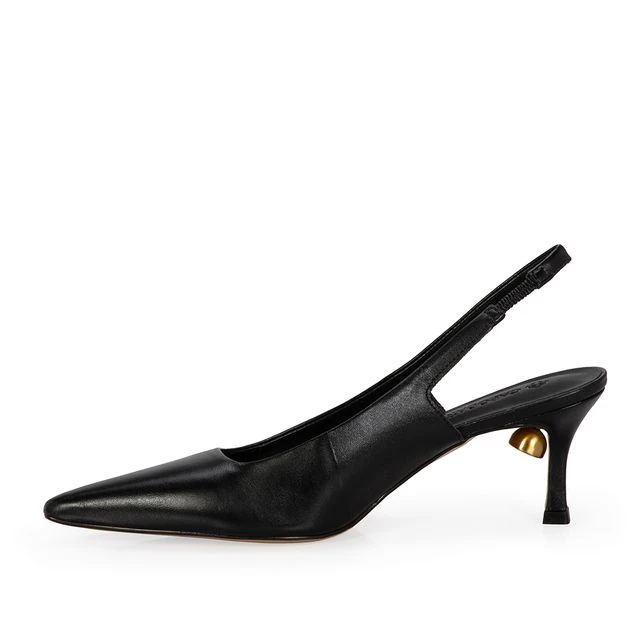 Scarpin Slingback Couro Calf Preto