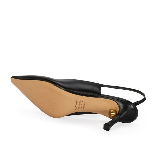 Scarpin Slingback Couro Calf Preto
