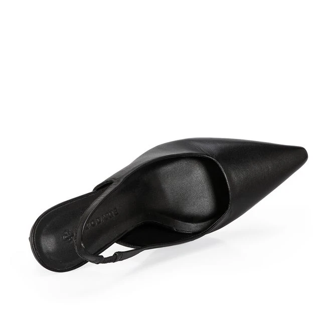 Scarpin Slingback Couro Calf Preto