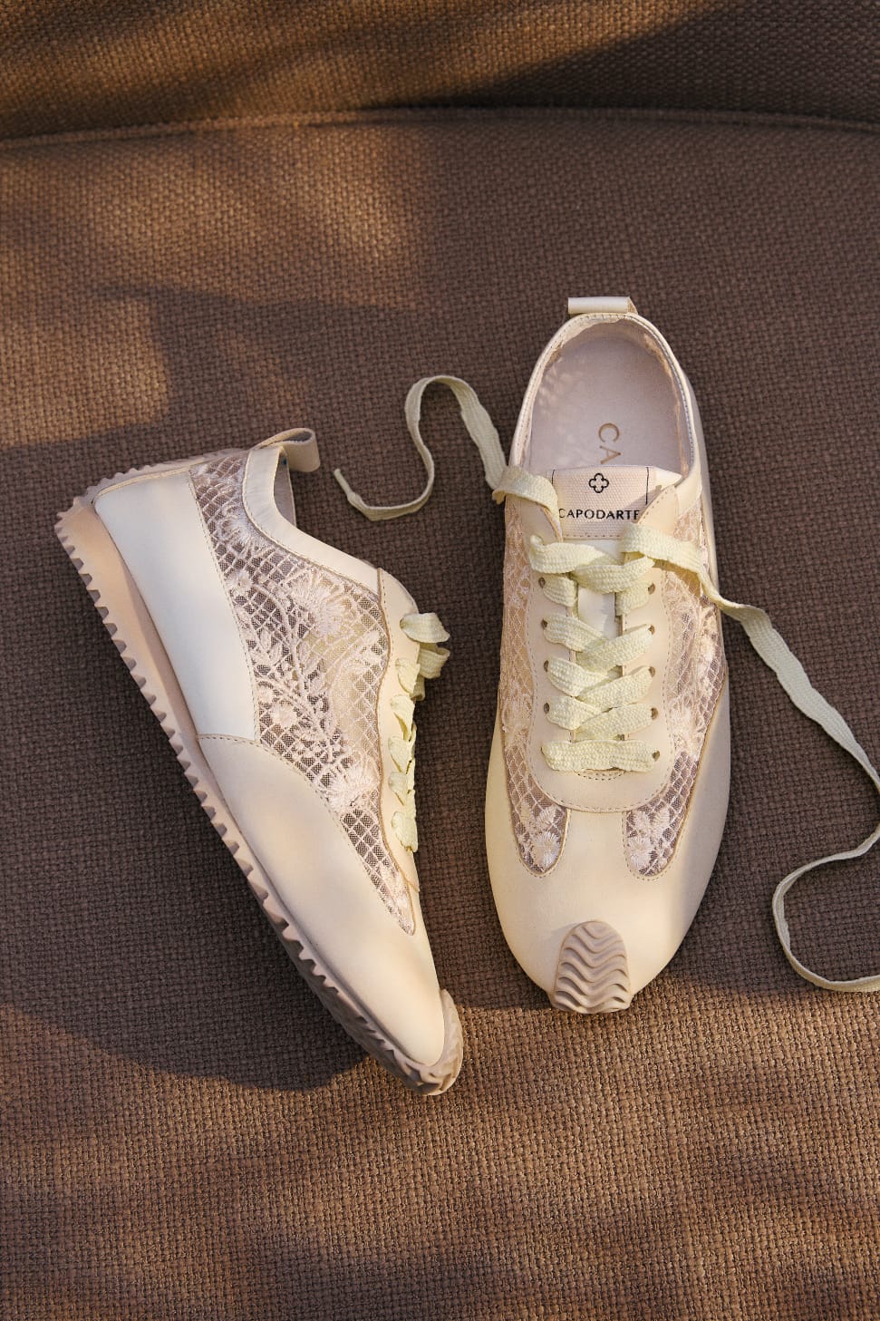 Tênis Sneakers Couro Tela Amarelo Camomila