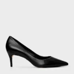 Scarpin Valentina Salto Fino Couro Preto — vista 1