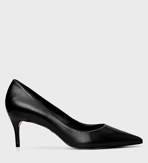 Scarpin Valentina Salto Fino Couro Preto